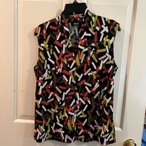 Nine West multi colored sleeveless suit blouse